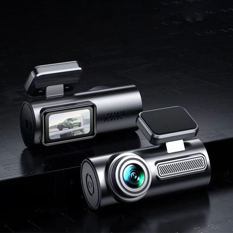 Compact Cylindrical Dash Cam with Display – Modern Car Driving Recorder