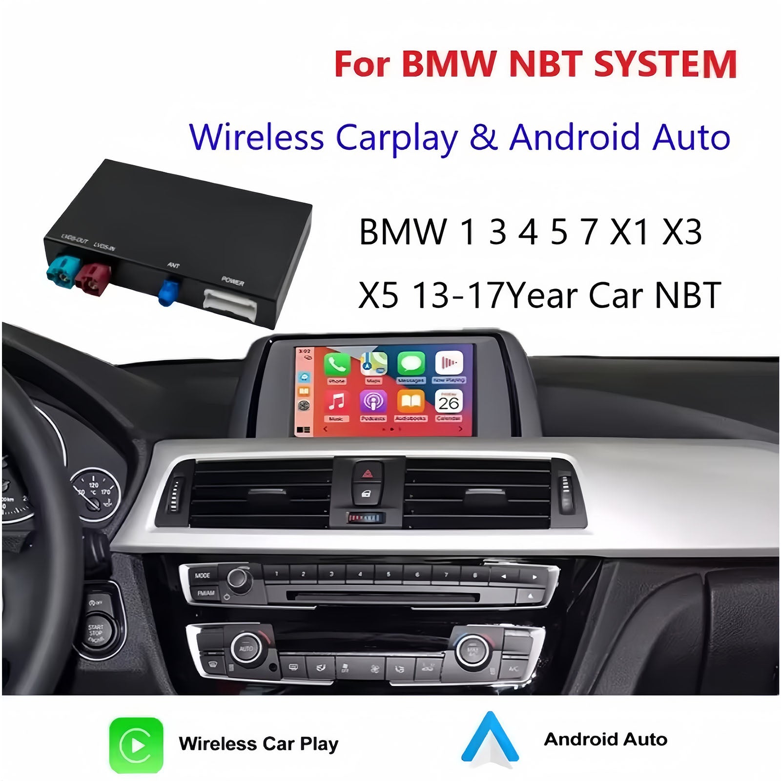 Wireless Carplay Module for BMW MINI Cooper F30 F31 F20 F21 F10 F01 X5 X3 F25 NBT System Android Auto Car Play