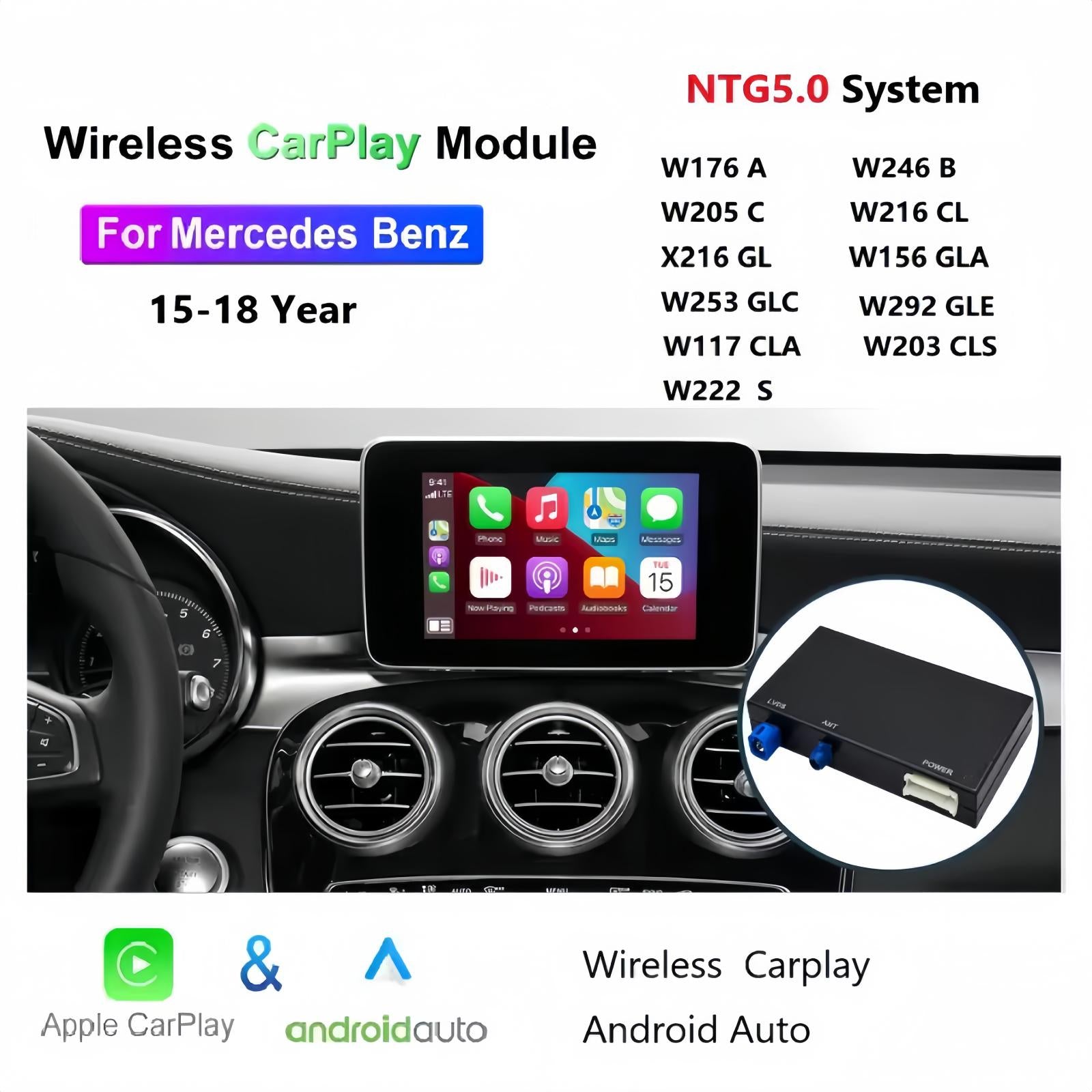 Wireless Apple Carplay Module for Mercedes C/GLC/S Class W205 W253 NTG5.0 System Android Auto Car Play Interface