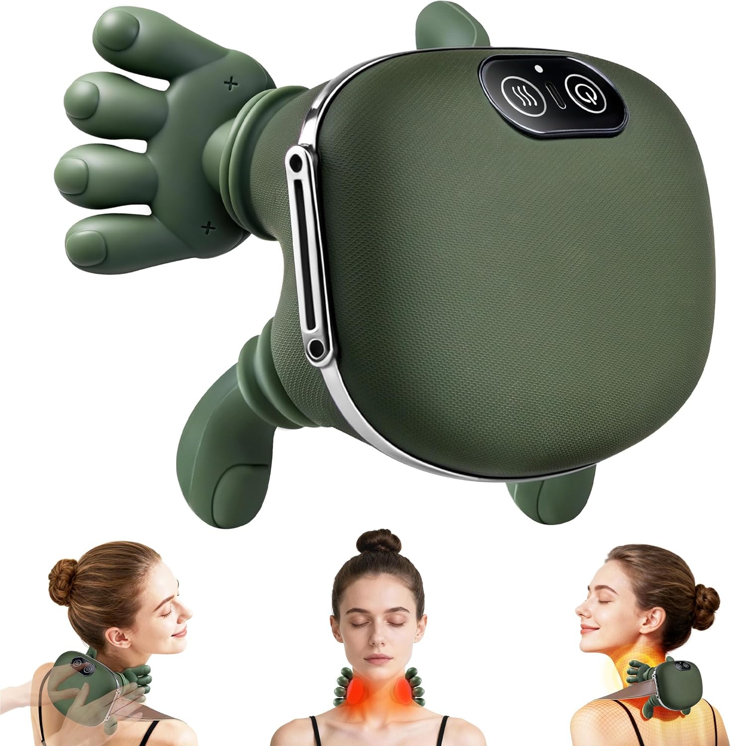 Shoulder and Neck Massager, Bionic Heated 4D Kneading Simulates a Real Palm Massage for Comfort, Relax Muscle Tension (Green)